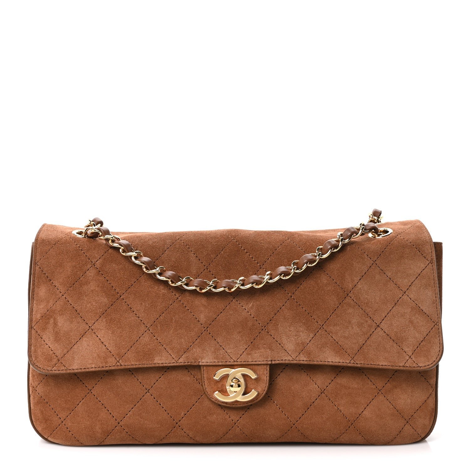Chanel Suede Calfskin Small Souplissimo Maxi Flap Camel