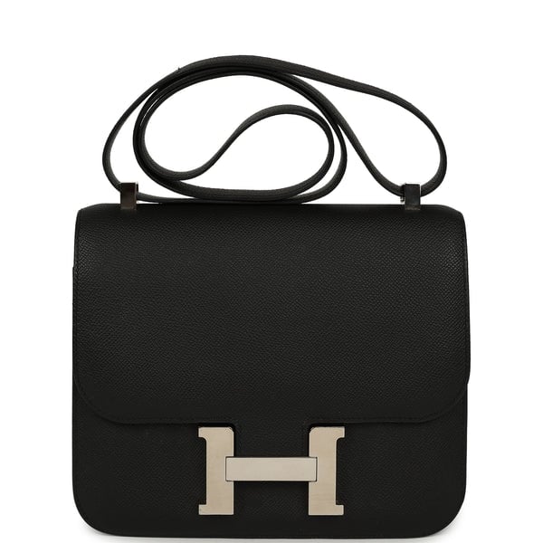 Pre-owned Hermes Constance 24 Black Epsom Palladium Hardware