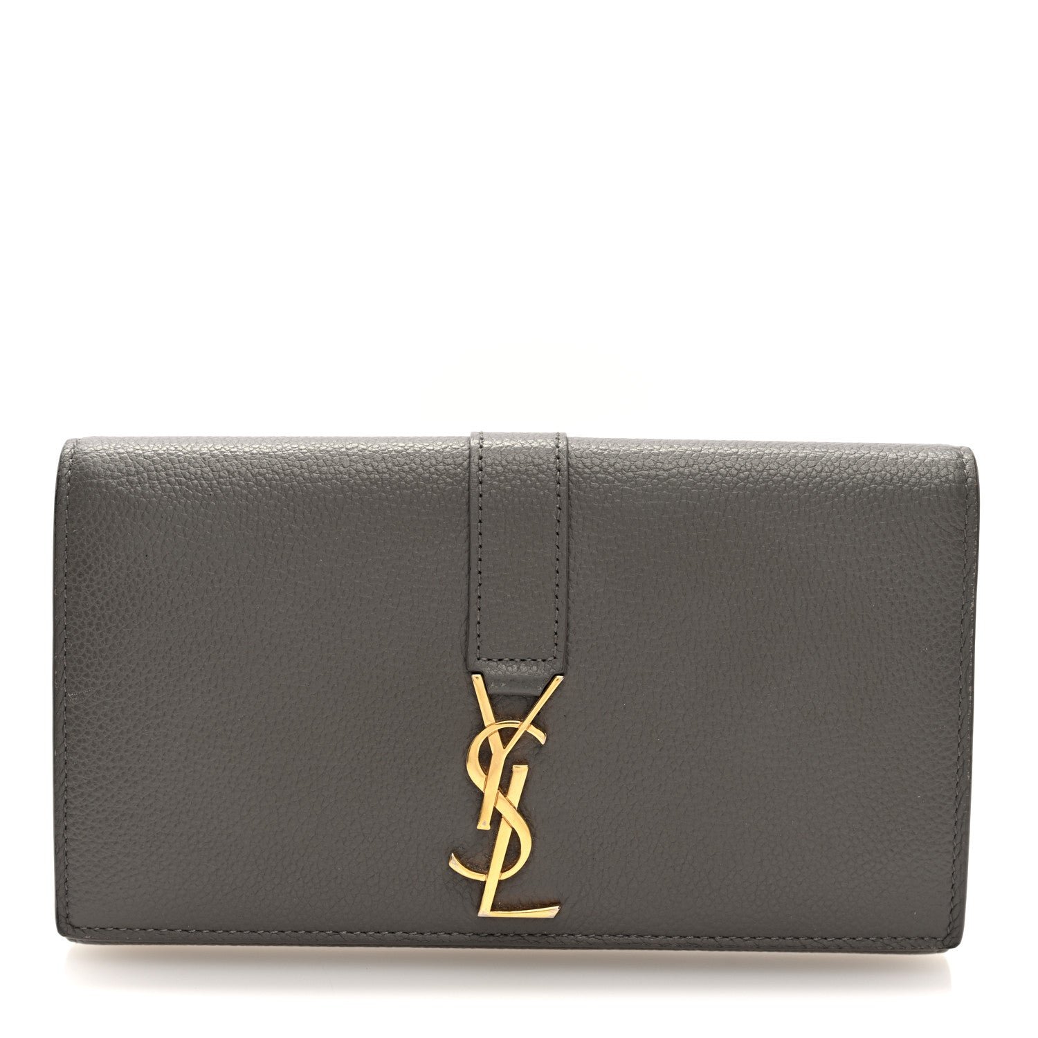 Saint Laurent Grained Calfskin Monogram Large Flap Wallet Earth