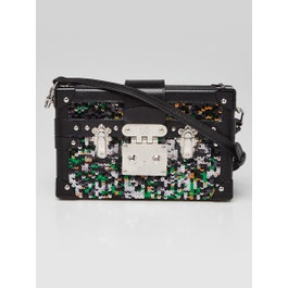 Louis Vuitton Louis Vuitton Green/Silver/Black Sequin and Leather Petite Malle Bag