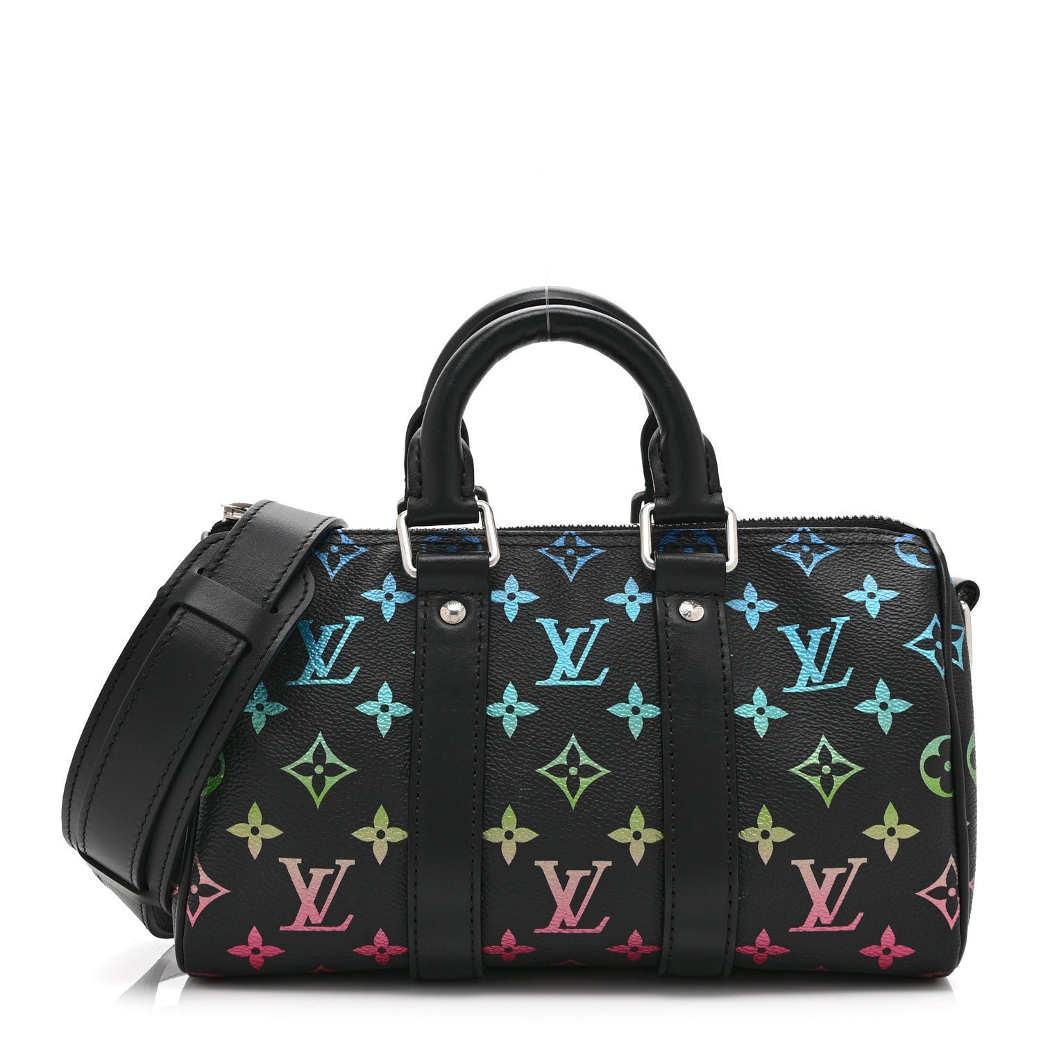 Louis Vuitton Monogram Iridescent Keepall Bandouliere 25 Black