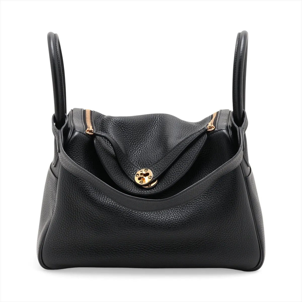 Hermès Lindy 30 Taurillon Clemence Black Gold Metal Fittings