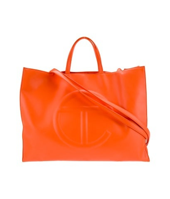 Telfar Vegan Leather Large Orange Shopping Bag Large