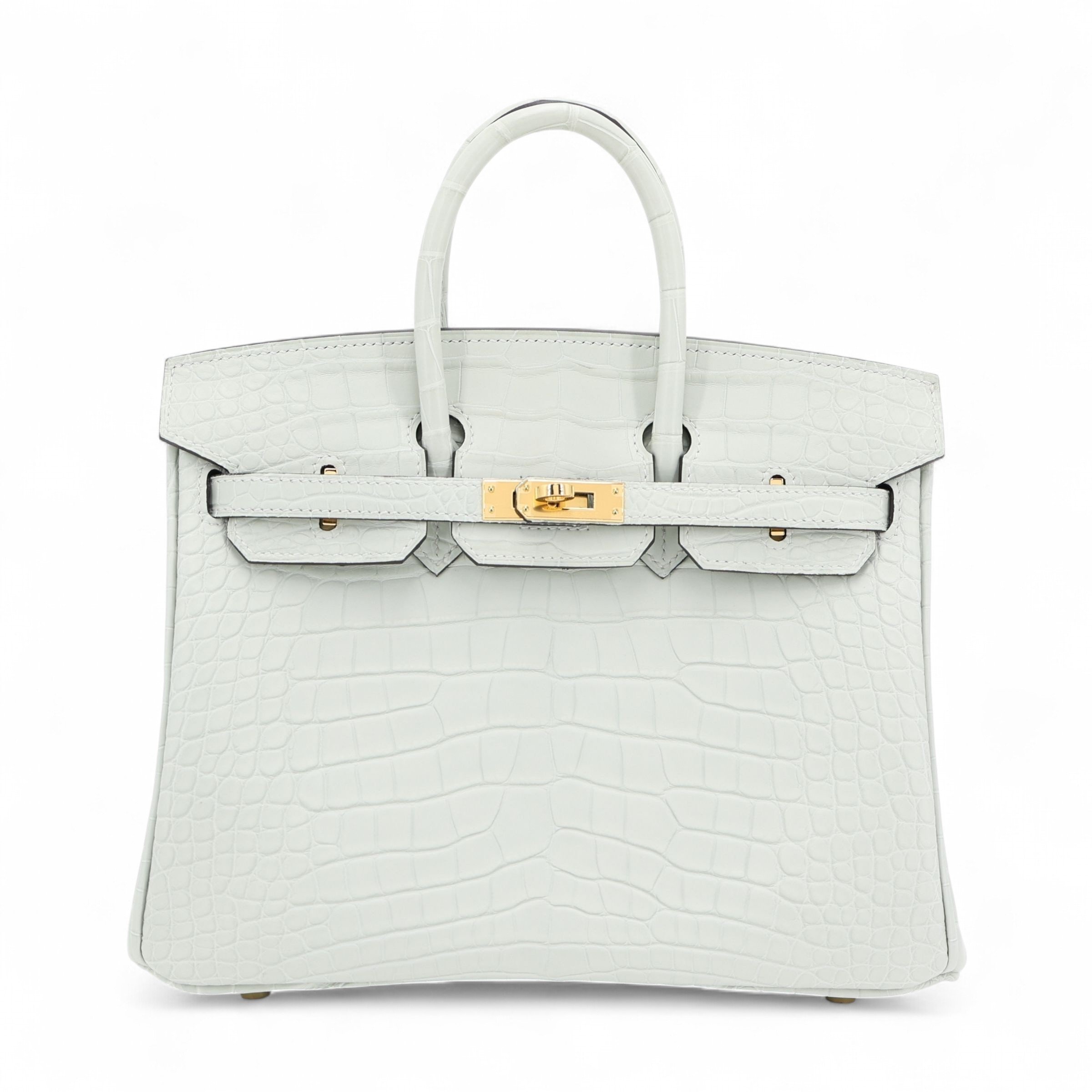 Hermes Unused ( Rank NS ) HERMÈS Birkin 25 Gris Neve (0W) Alligator Gold hardware B (2023)