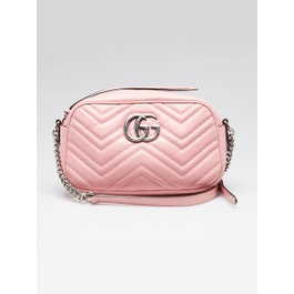 Gucci Gucci Pink Quilted Leather Marmont Small Camera Bag