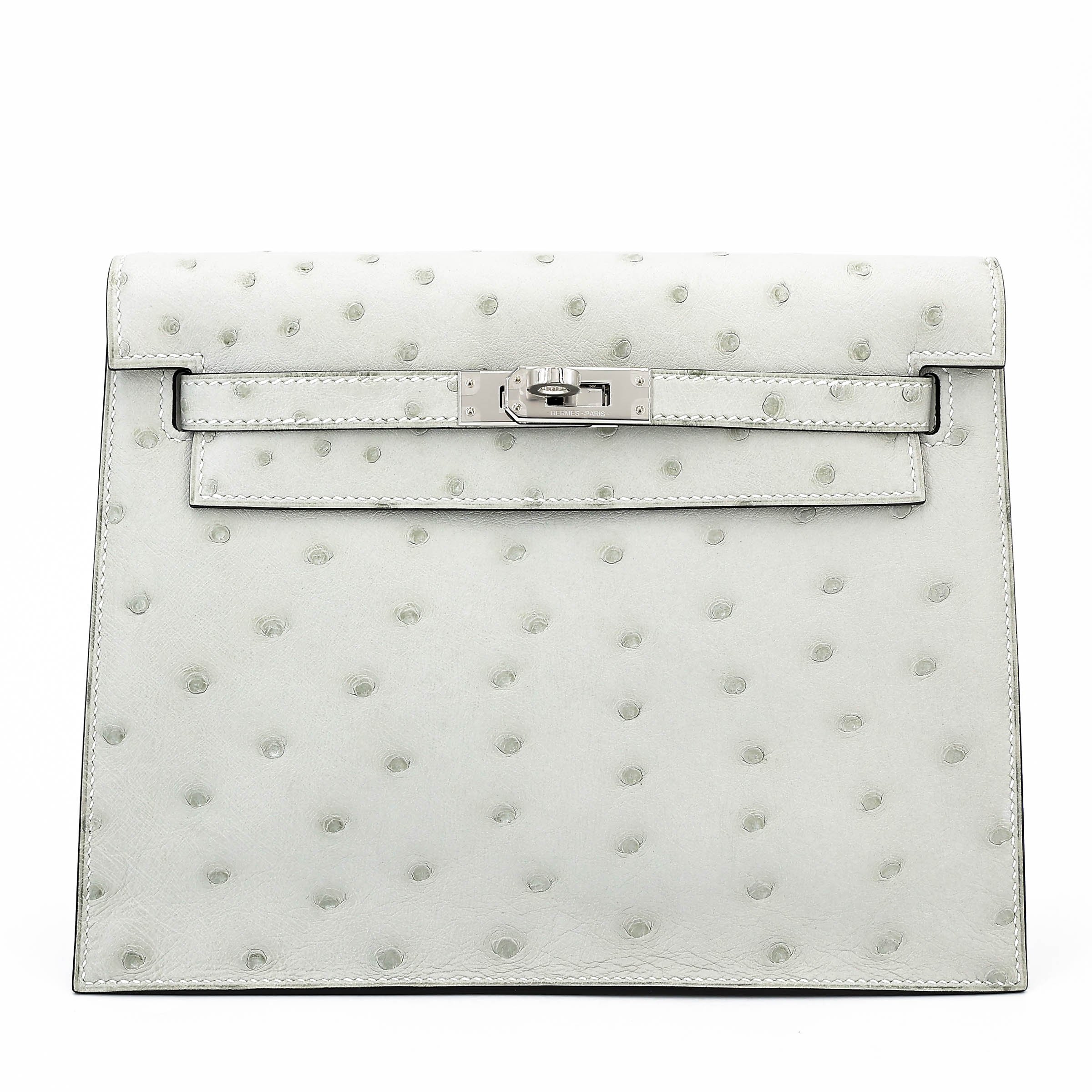 Brand New ( Rank N ) HERMÈS Special Order Kelly Danse HSS Verso Gris Perle (80) Lime (9R) Ostrich Palladium hardware K (2025)