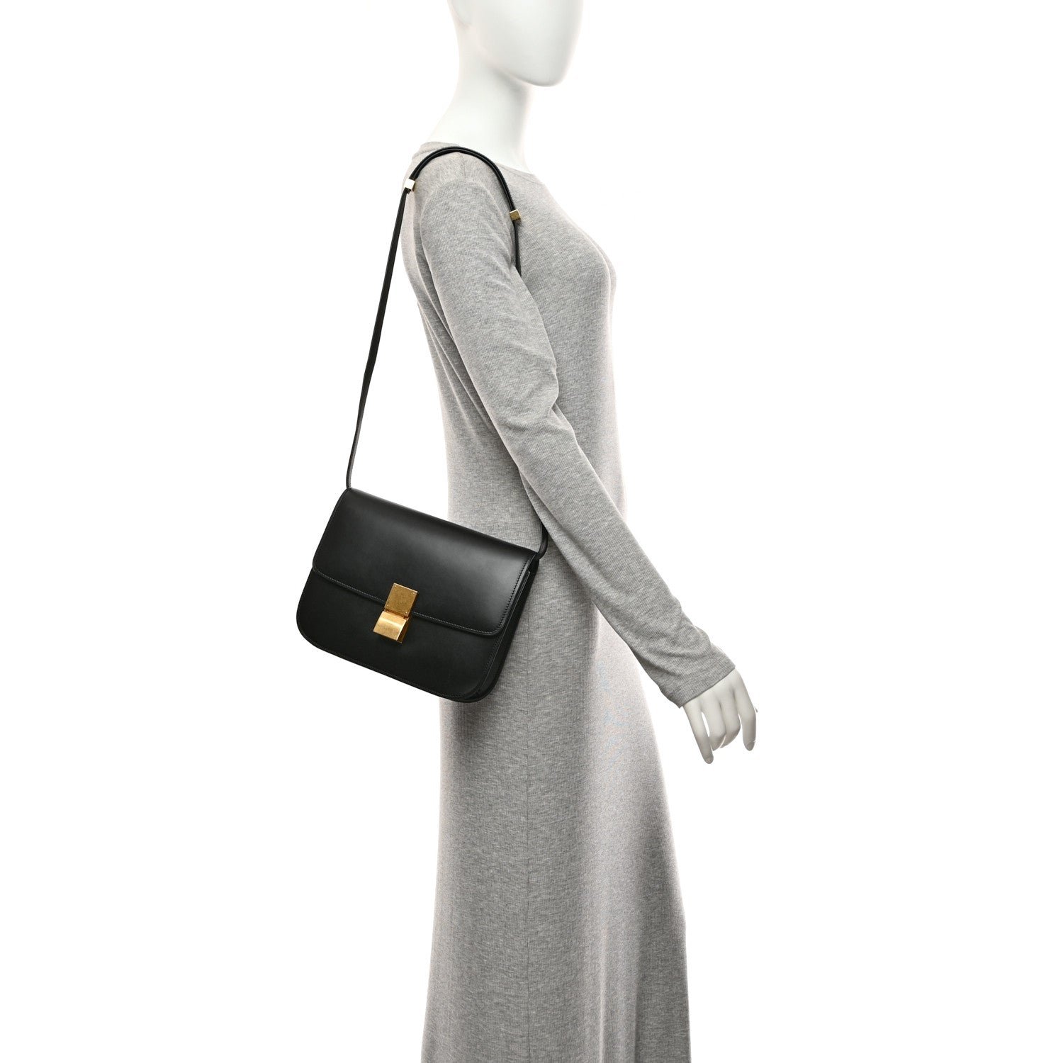 Celine Box Calfskin Medium Classic Box Flap Bag Black