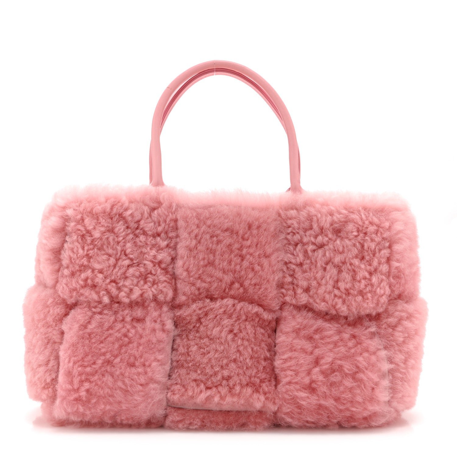 Bottega Veneta Shearling Small Intrecciato Arco Tote Popsicle