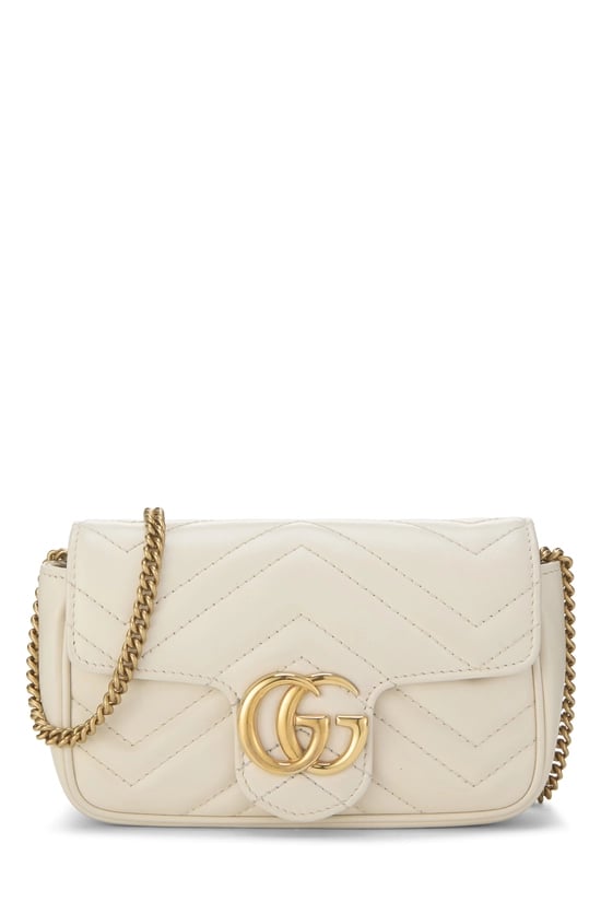 White Leather GG Marmont Crossbody Super Mini
