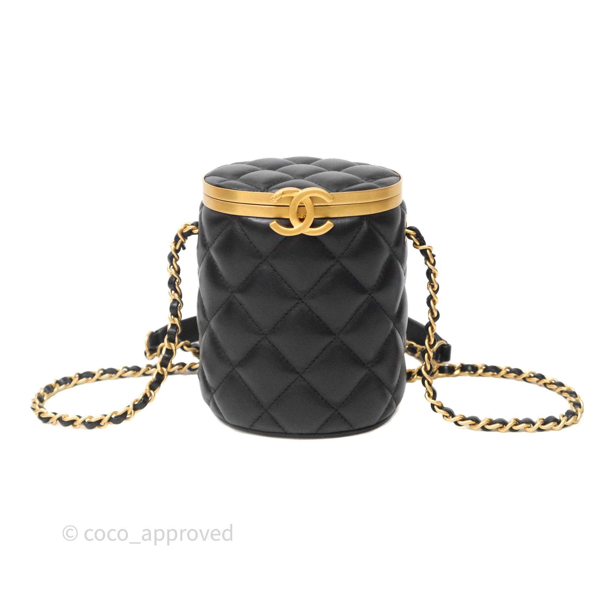 Chanel Quilted CC Crown Box Vanity Black Lambskin