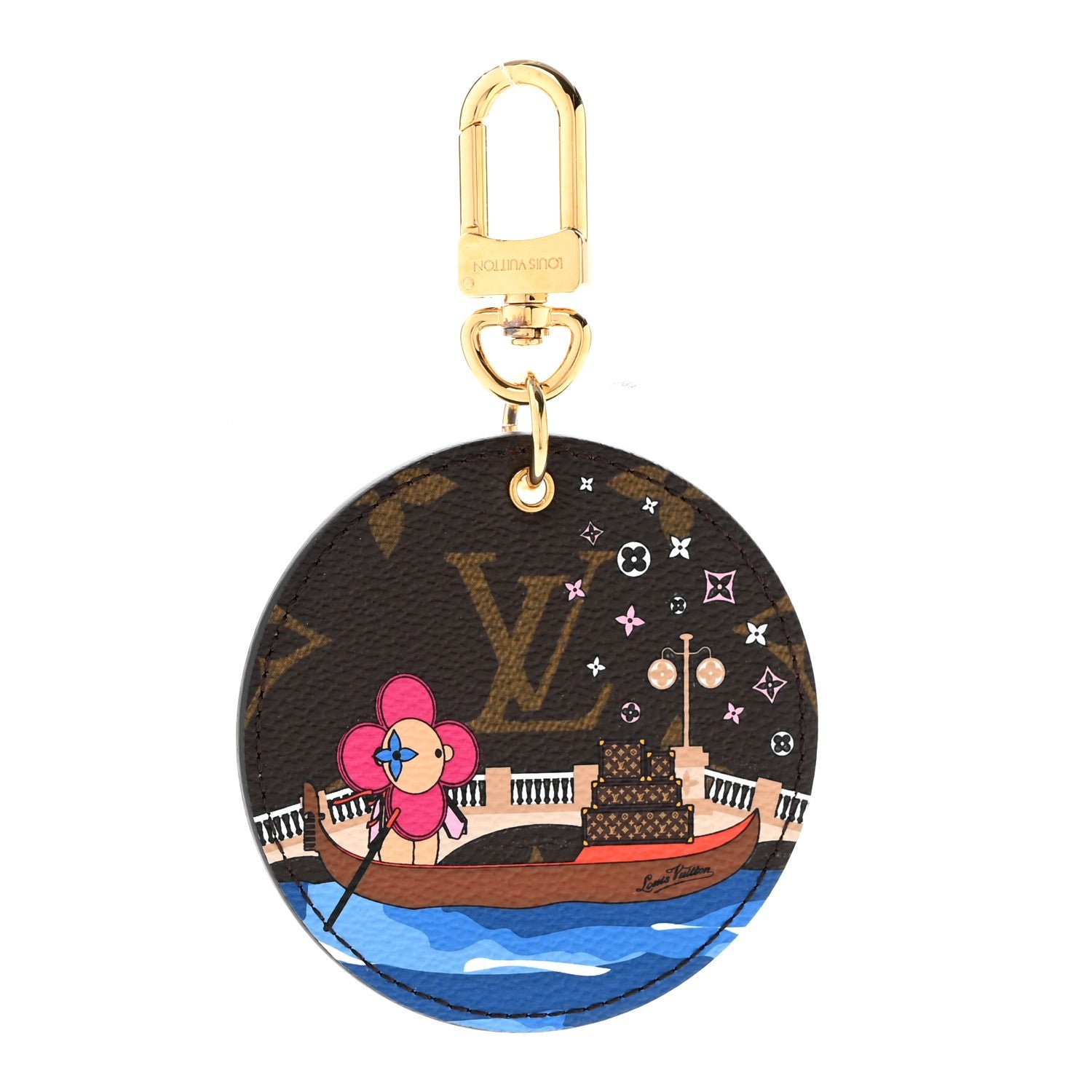 Louis Vuitton Monogram 2019 Christmas Animation Venice Bag Charm Key Ring Blue