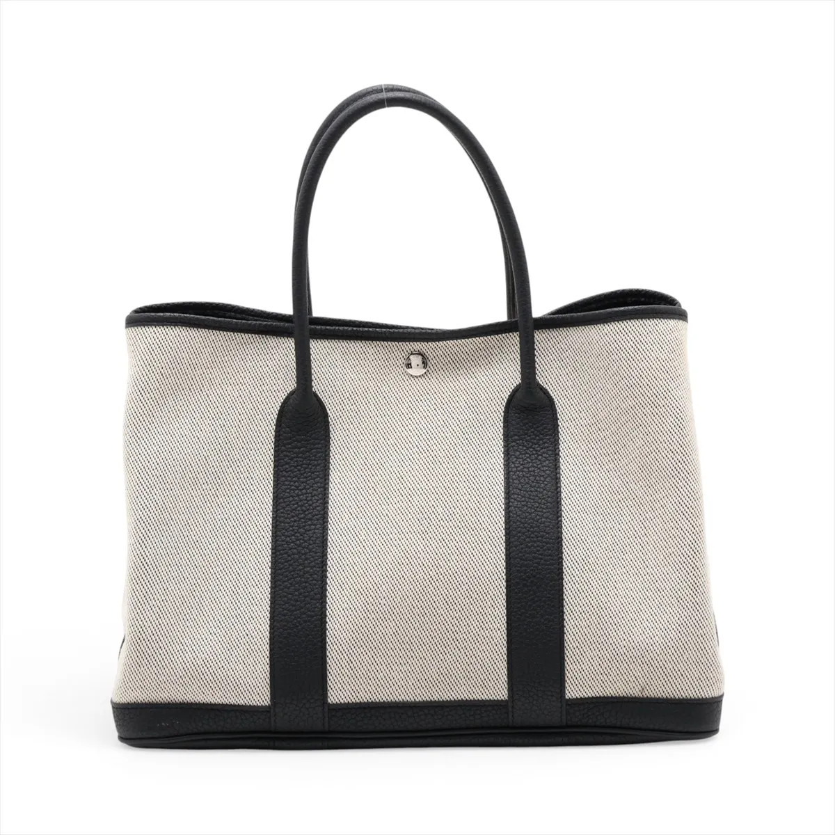 Hermès garden party 36 PM Twill ash x negonda Beige x black Silver Metal Fitting