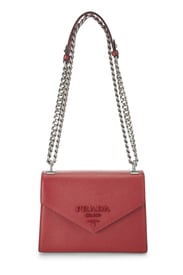 Prada Red Saffiano Leather Monochrome Shoulder Bag