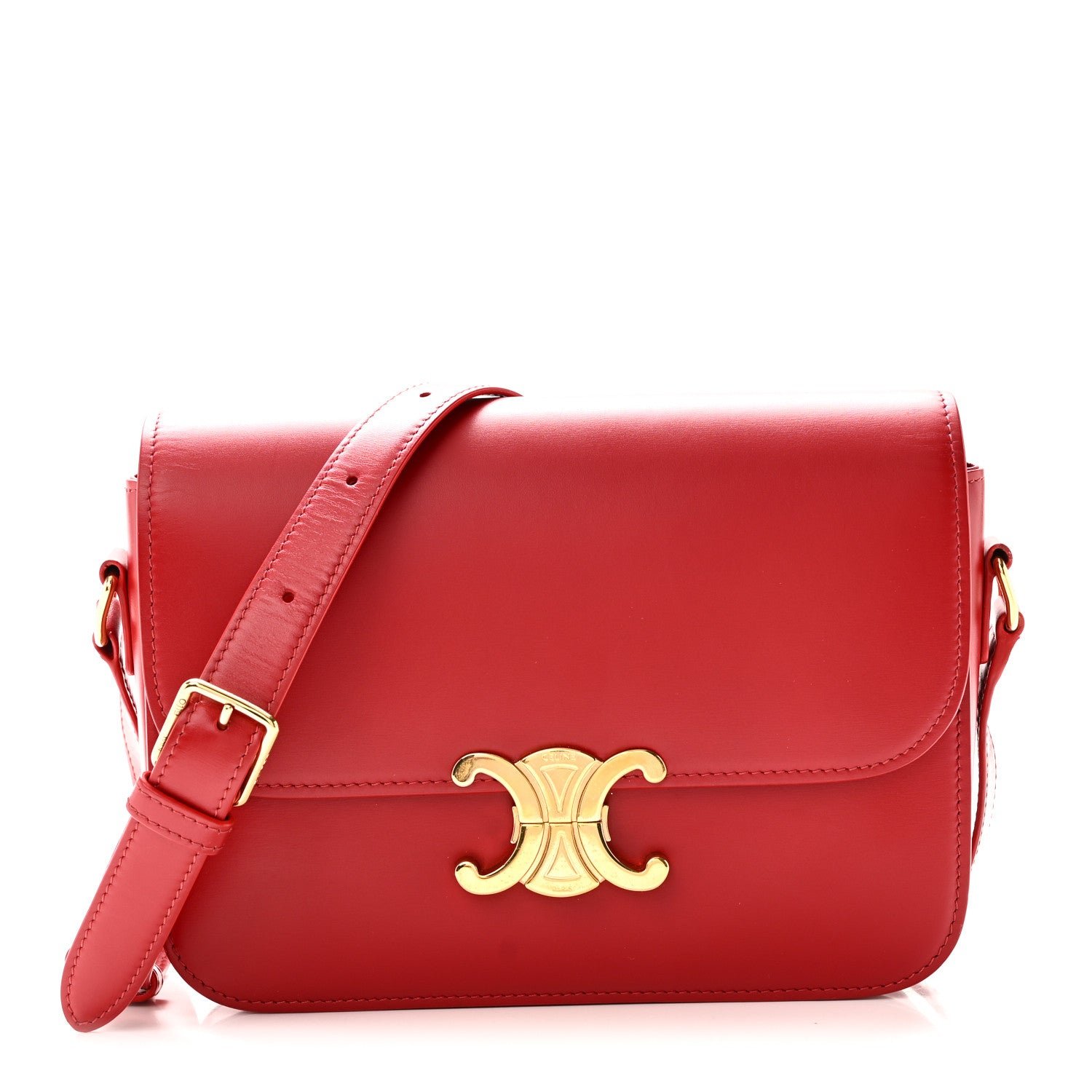 Celine Shiny Calfskin Medium Triomphe Red