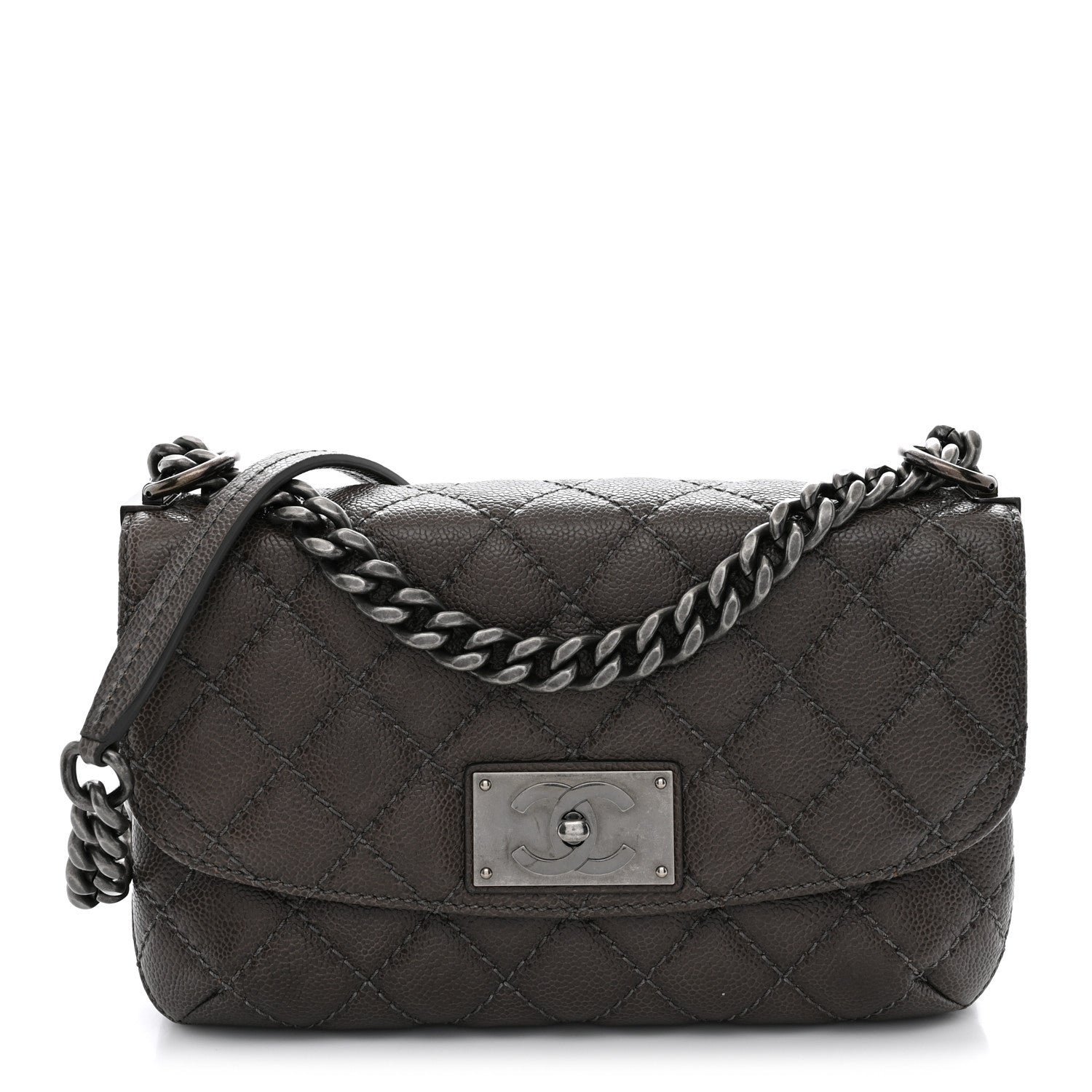 Chanel Glazed Caviar Flap Khaki