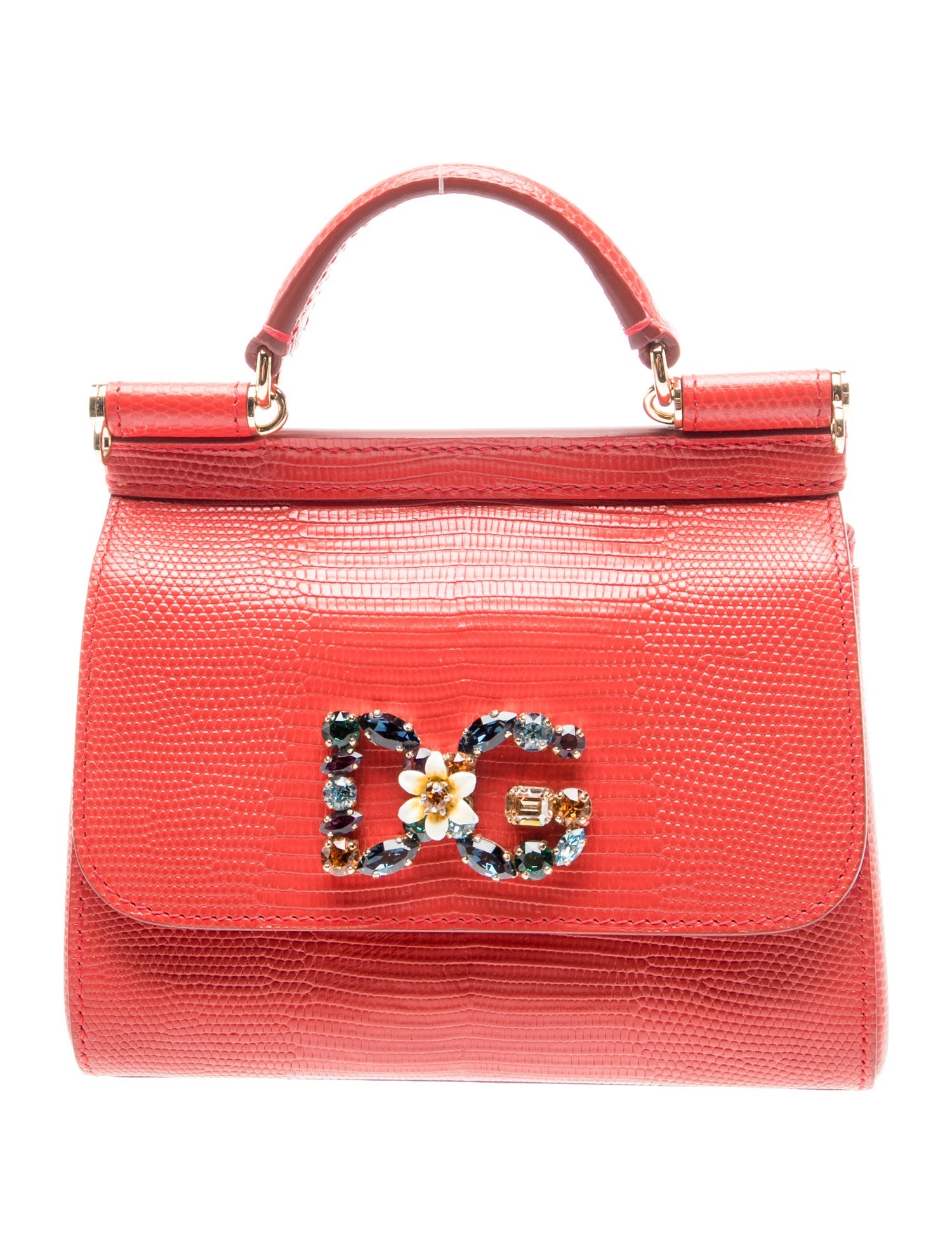 Embossed Leather Top Handle Bag