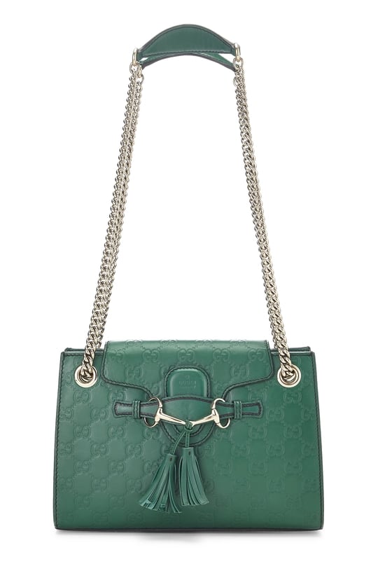 Green Guccissima Leather Emily Chain Shoulder Bag Small