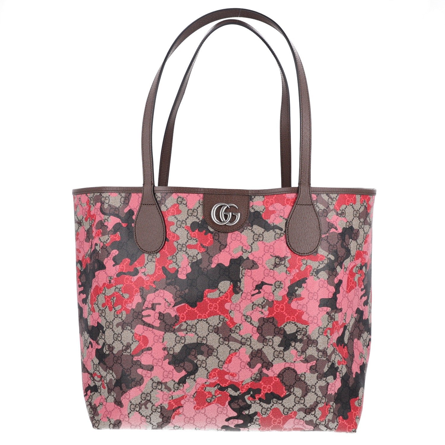 Gucci GG Supreme Monogram Camouflage Tote  Pink Red