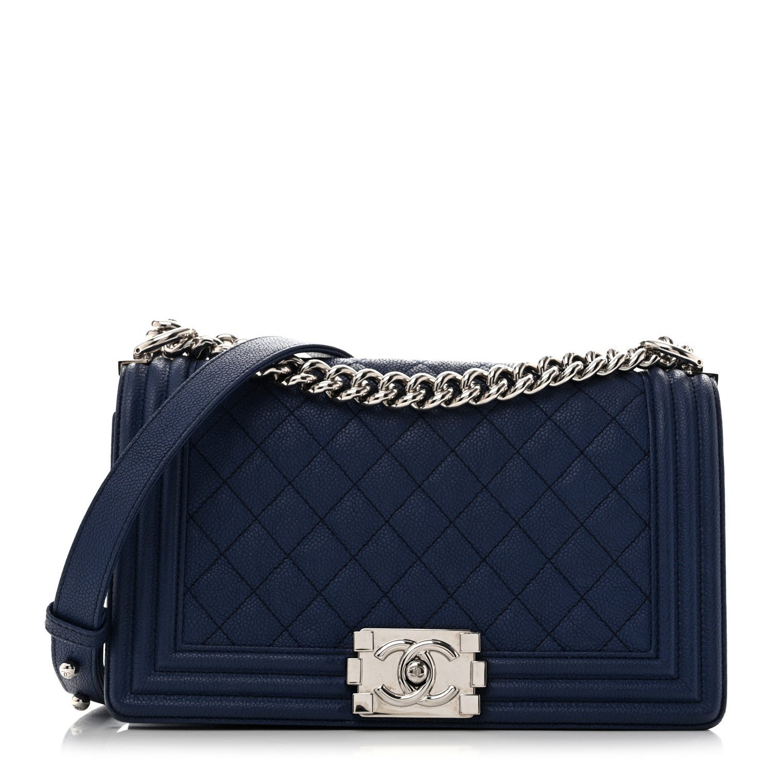 Chanel Caviar Quilted Medium Boy Flap Dark Blue