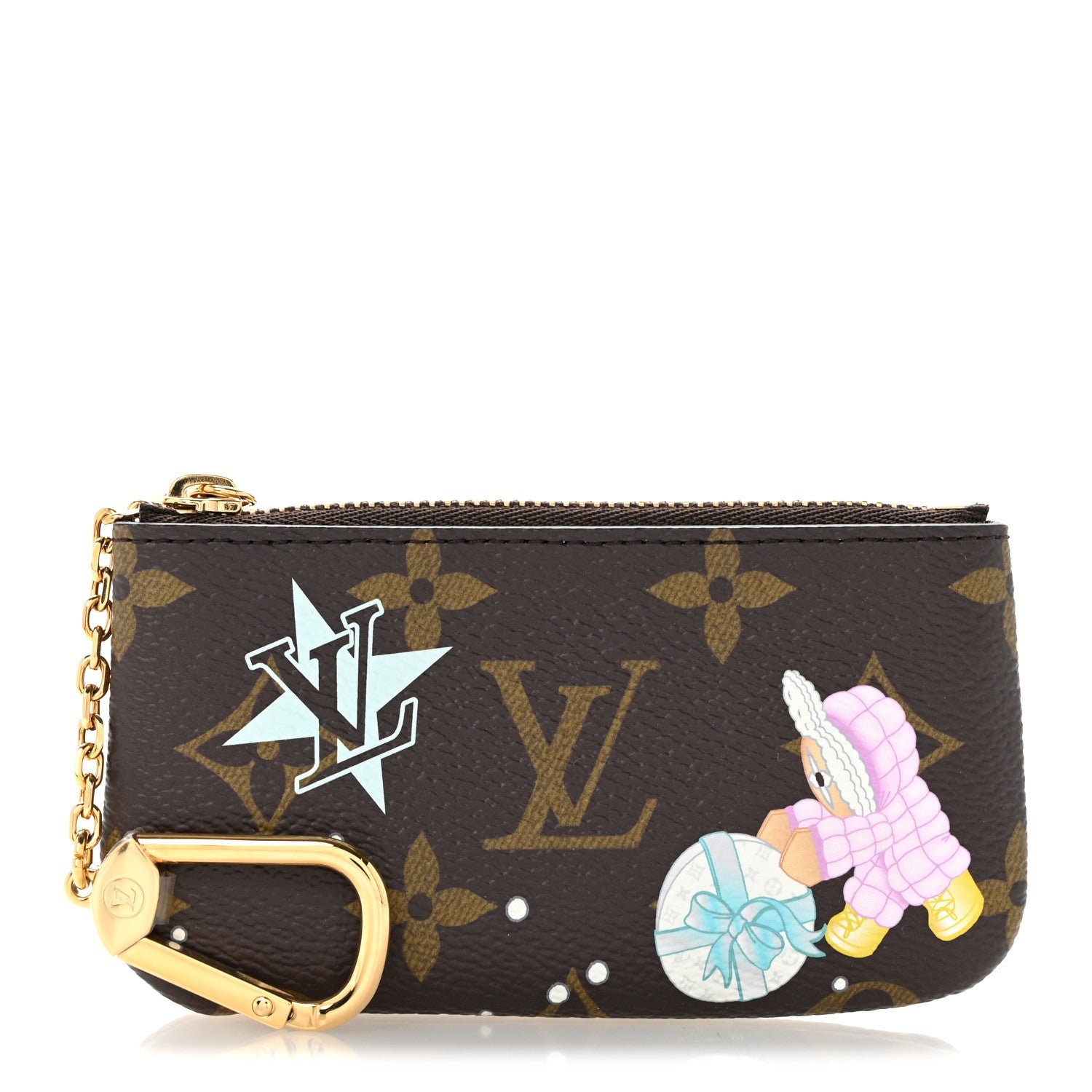 Louis Vuitton Monogram 2025 Christmas Animation Key Pouch Azur Frost