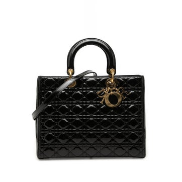 Patent Leather Large Patent Cannage Lady Dior