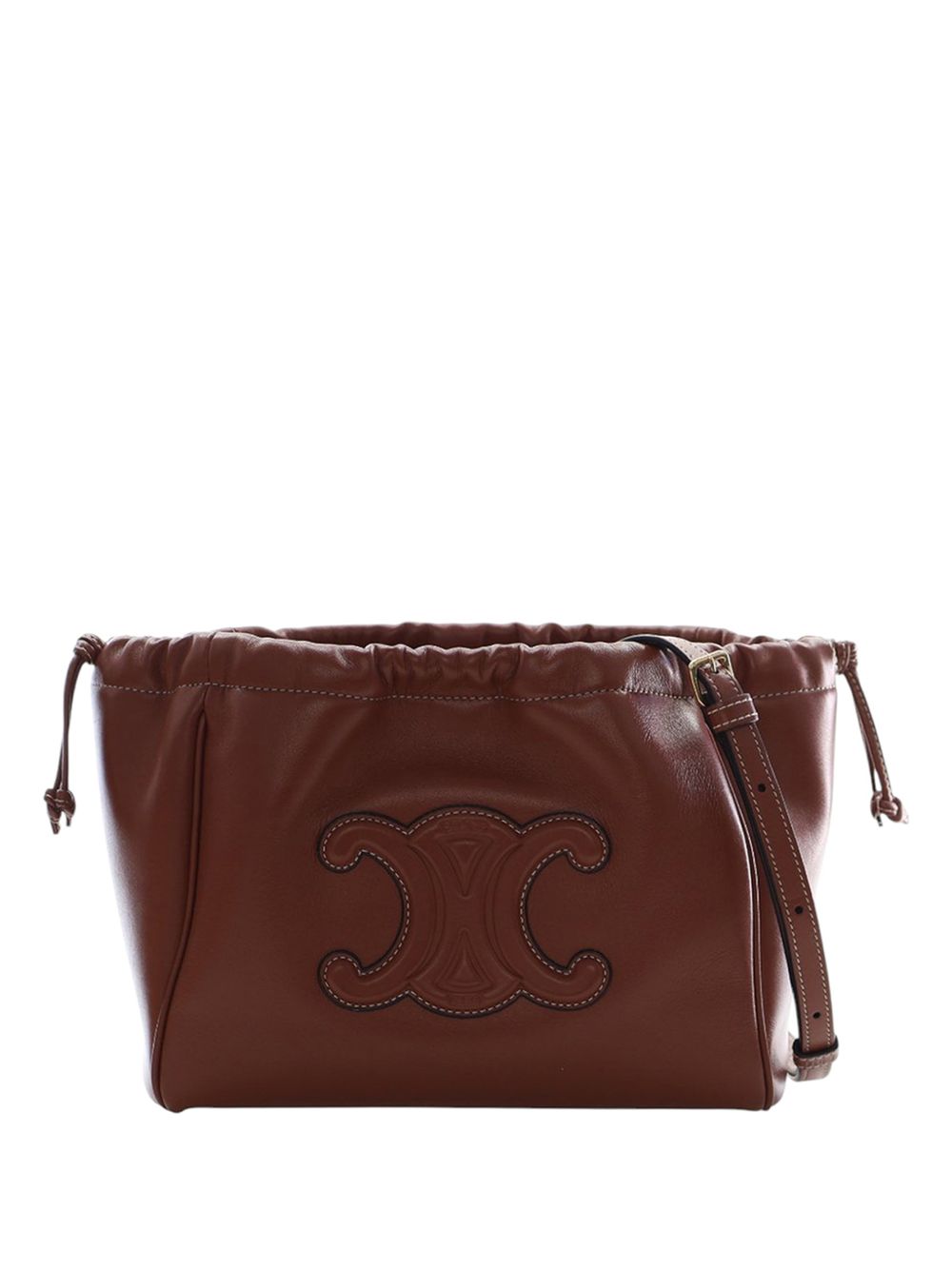 2022 Small Calfskin Cuir Triomphe Cabas Drawstring satchel