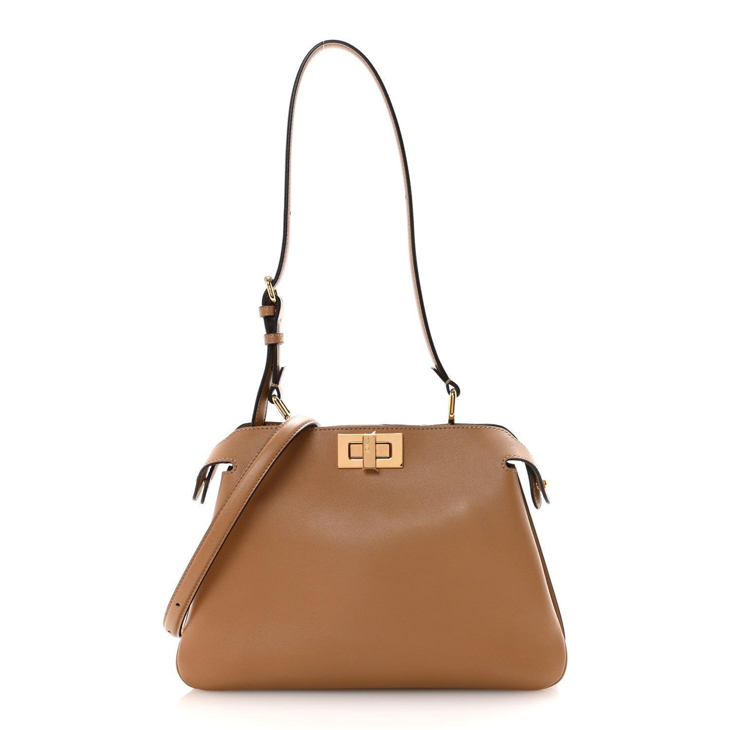 Fendi Vitello Small Soft Peekaboo Satchel Cappuccino