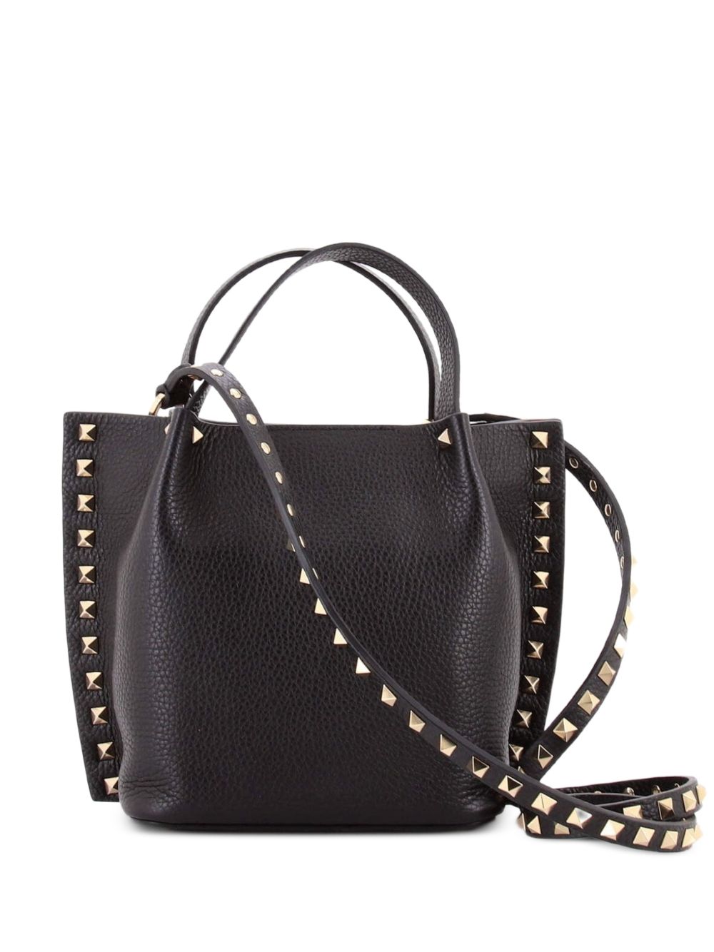 Rockstud Convertible Top Handle Open Leather Mini tote bag