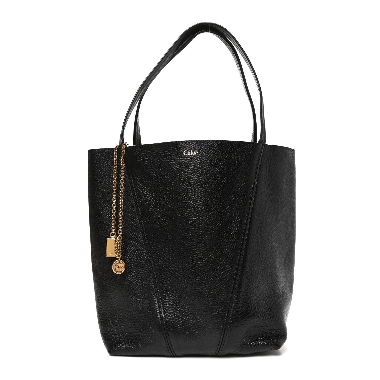 Chloe Grained Calfskin Medium Spin Tote Woodrose