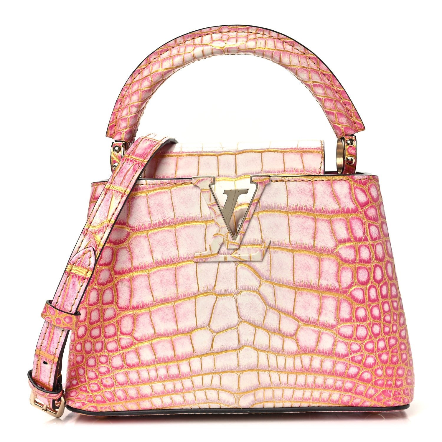 Louis Vuitton Crocodile Mini Capucines Sahara Rose