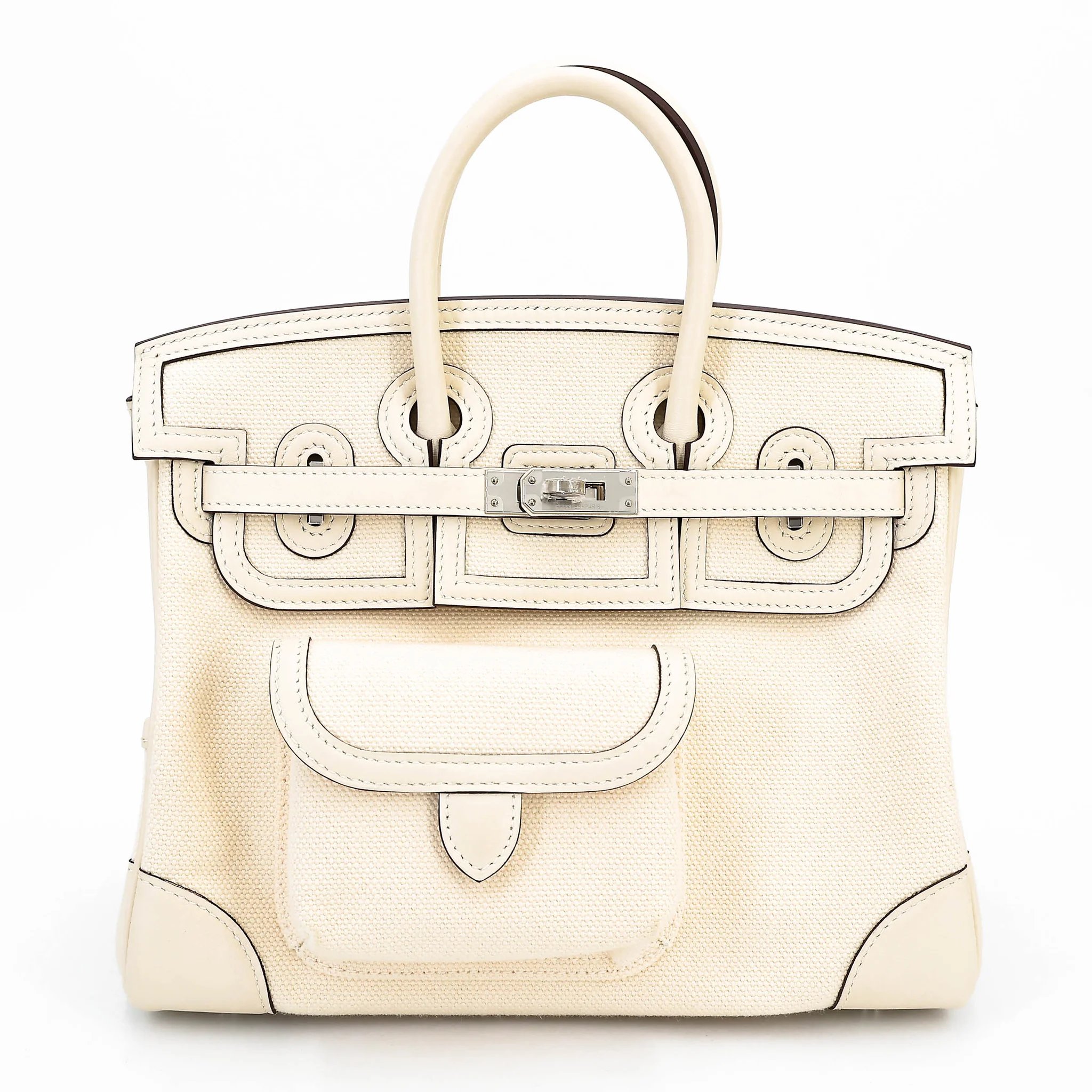 Unused ( Rank NS ) HERMÈS Limited Edition Birkin Cargo 25 Nata (I2) Toile H canvas Swift Palladium hardware U (2022)
