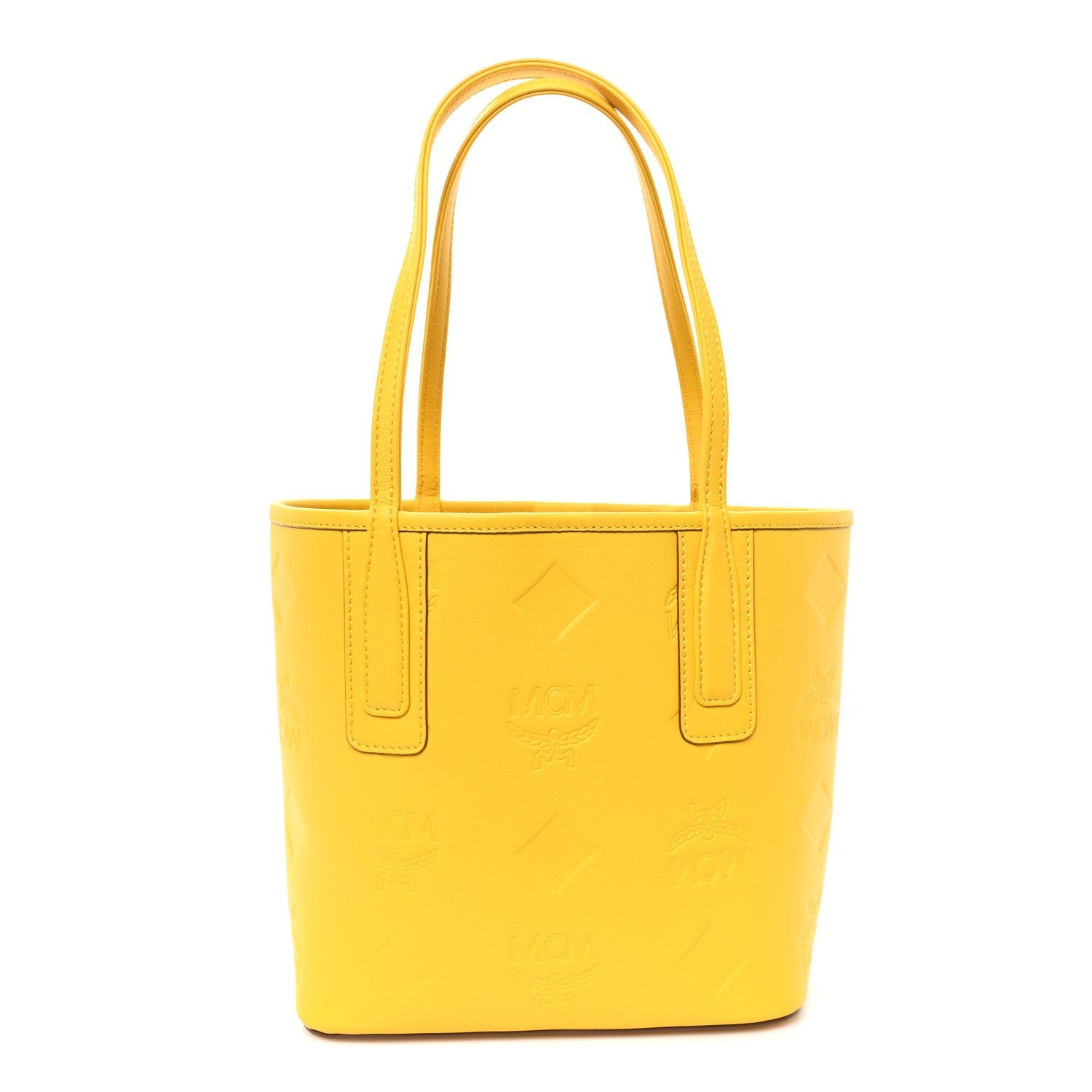 MCM MCM Calfskin Maxi Monogram Mini Liz Tote Old Gold