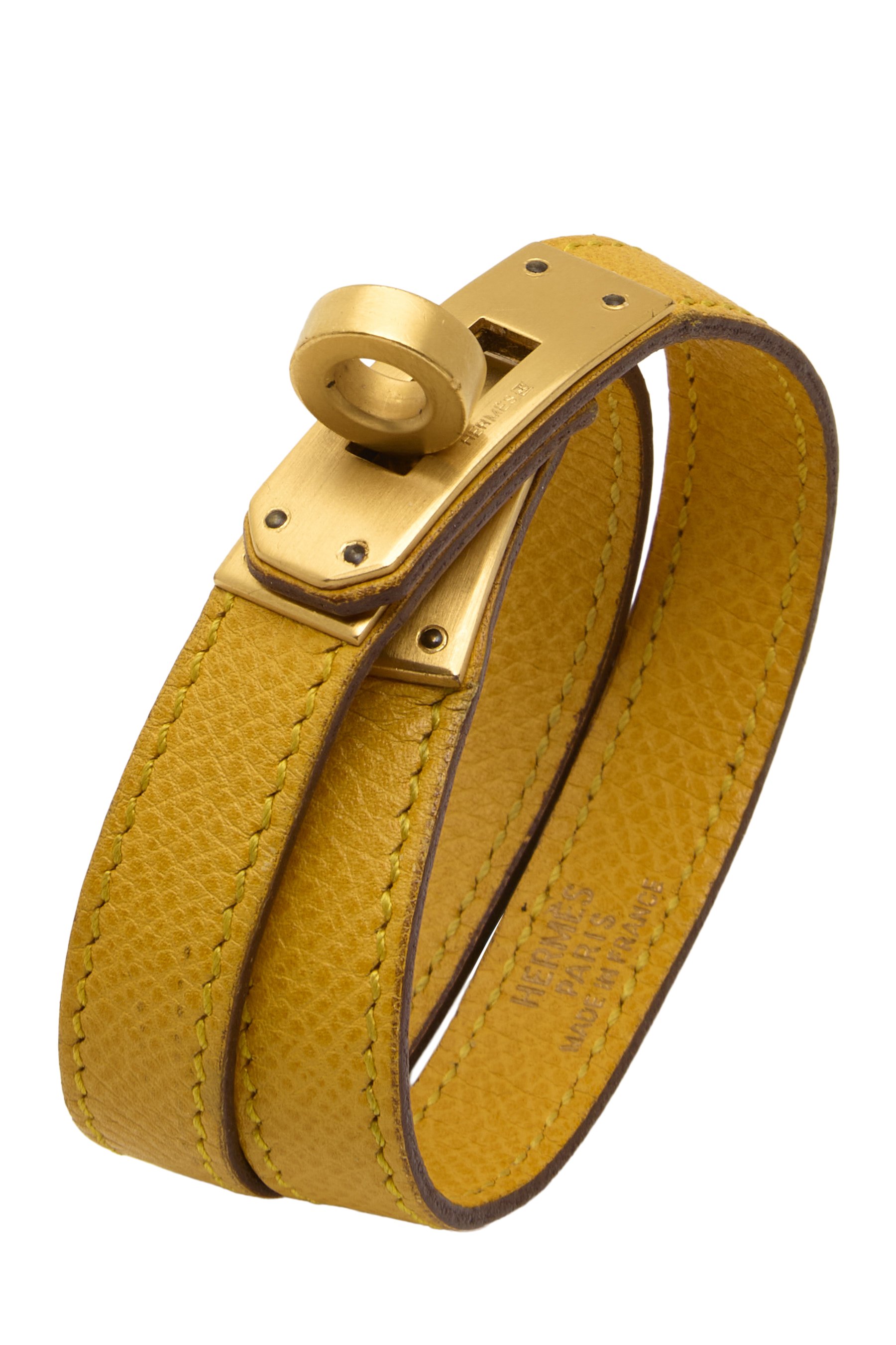 Yellow Epsom Leather Kelly Double Tour Bracelet