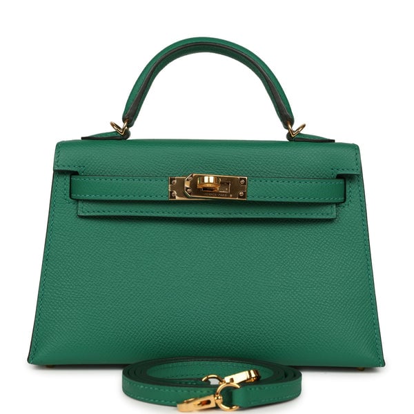 Pre-owned Hermes Kelly Sellier 20 Vert Vertigo Epsom Gold Hardware