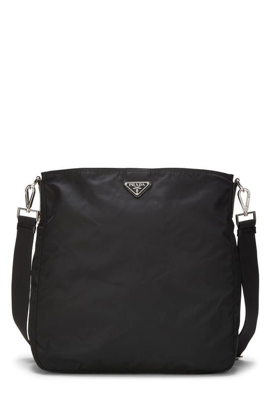 Black Nylon Messenger Bag Large