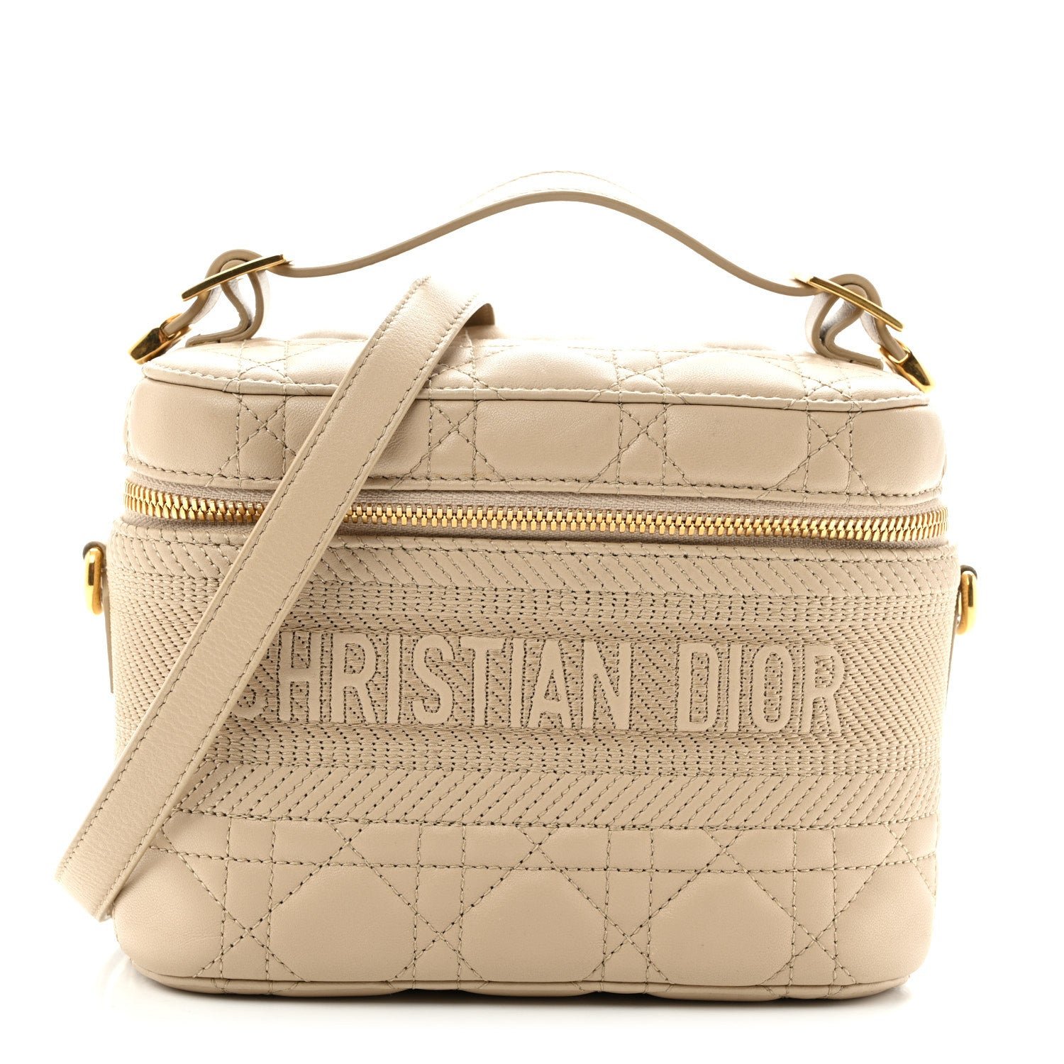 Christian Dior Lambskin Cannage Small Diortravel Vanity Case Light Beige
