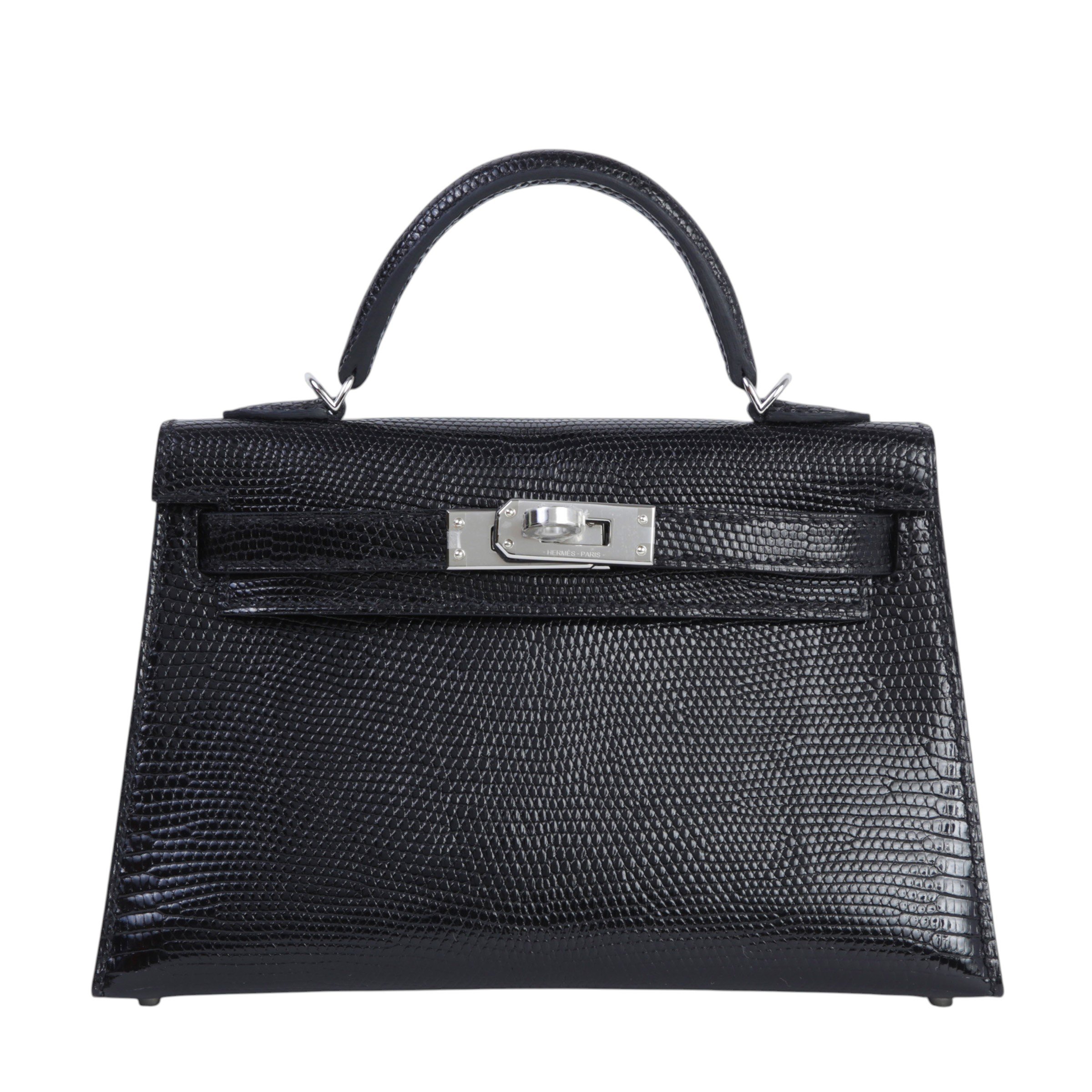 Hermes Brand New ( Rank N ) HERMÈS Mini Kelly II Noir (89) Lizard Palladium hardware K (2025)