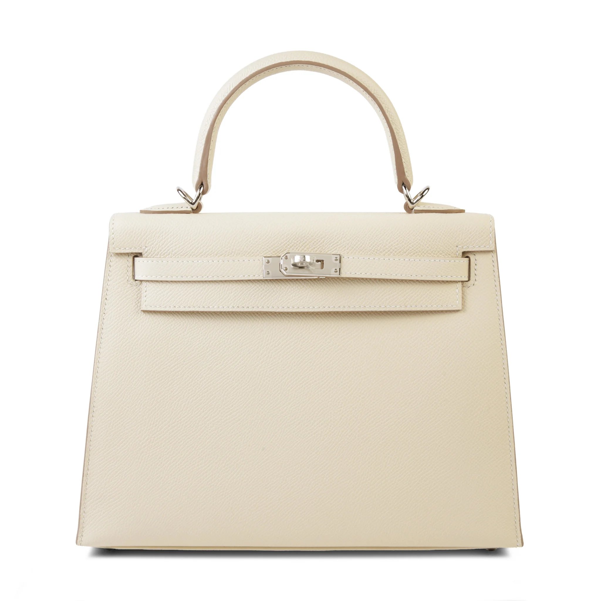 Hermes Kelly 25 Sellier Craie (10) Epsom Palladium hardware W (2024)