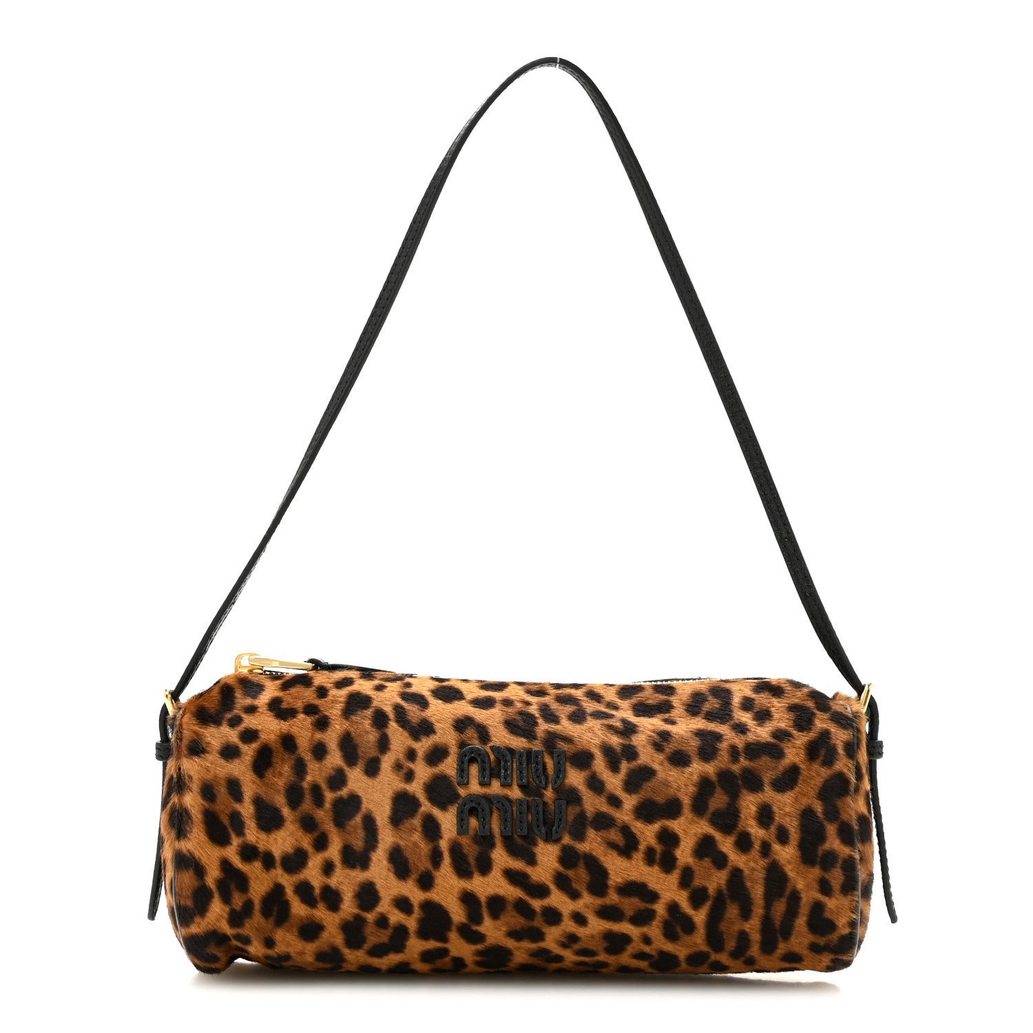 Miu Miu Nappa Calf Hair Leopard Printed Pouch Miele