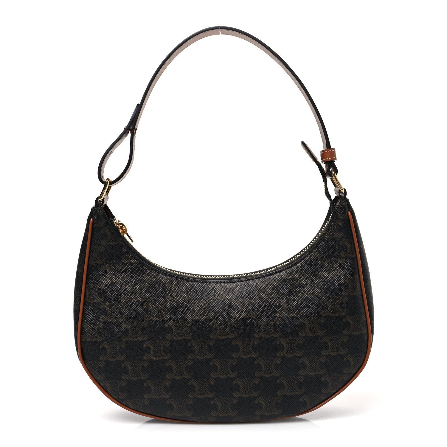 Celine Triomphe Canvas Calfskin Ava Shoulder Bag Tan