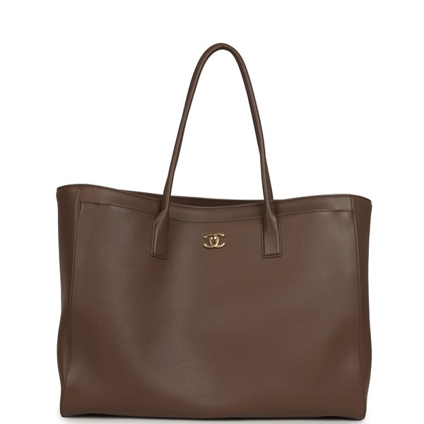 Chanel Large Cerf Shopping Bag Brown Calfskin Gold Hardware