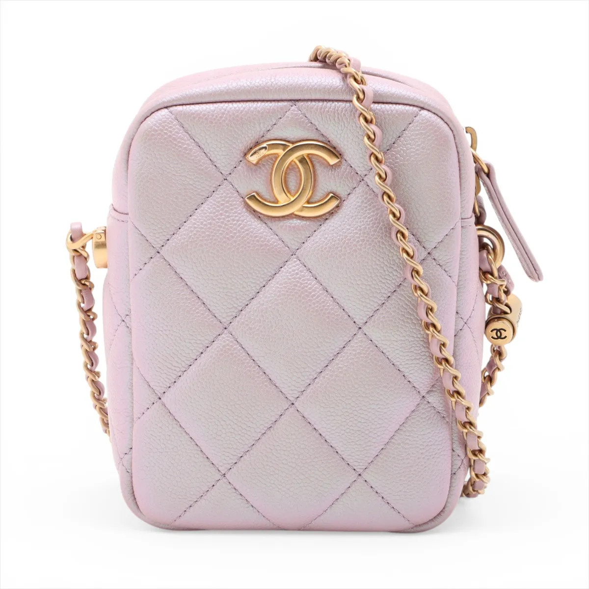 Chanel Matelasse Caviar Skin Chain Shoulder Bag Aurora Gold Metal Fittings rando