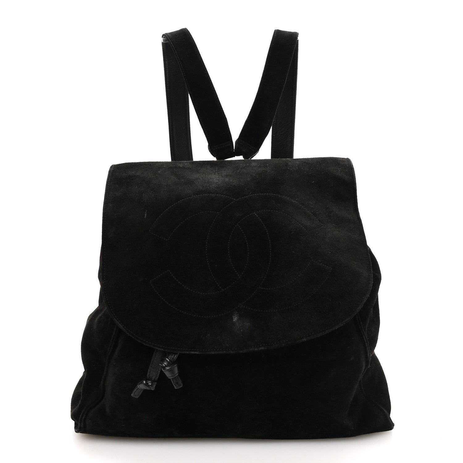 Chanel Suede CC Drawstring Backpack Black