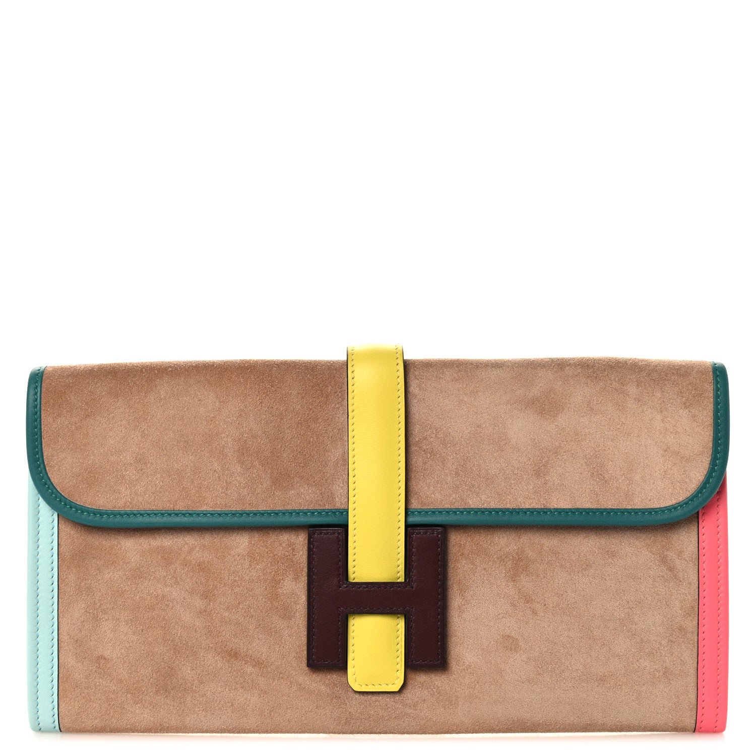 Hermes Veau Grizzly Swift Jige Elan 29 Clutch Malachite Bordeaux