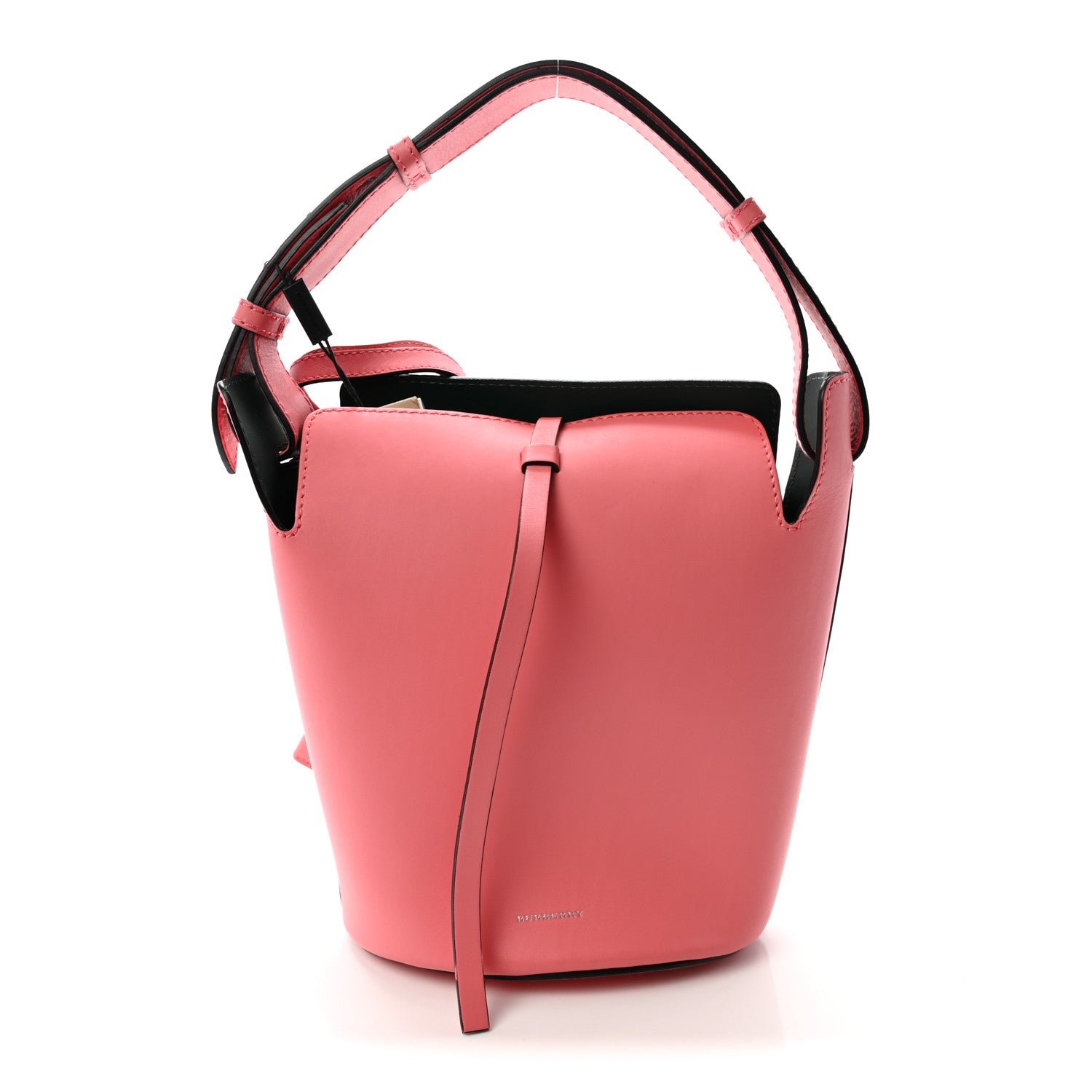 Burberry Supple Calfskin Small Bucket Bag Bright Coral Pink