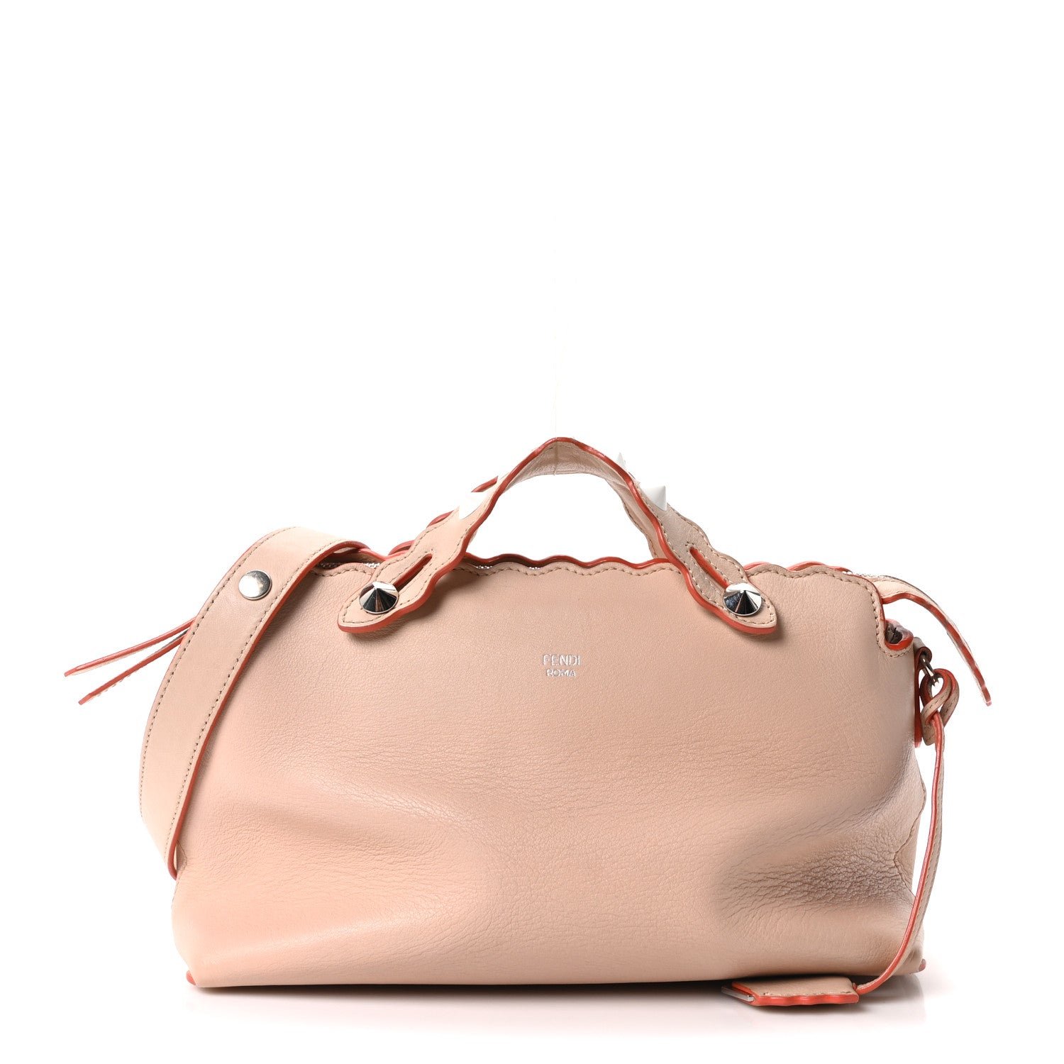 Fendi Vitello Dolce Scalloped Studded Medium By The Way Boston Bag Plaster