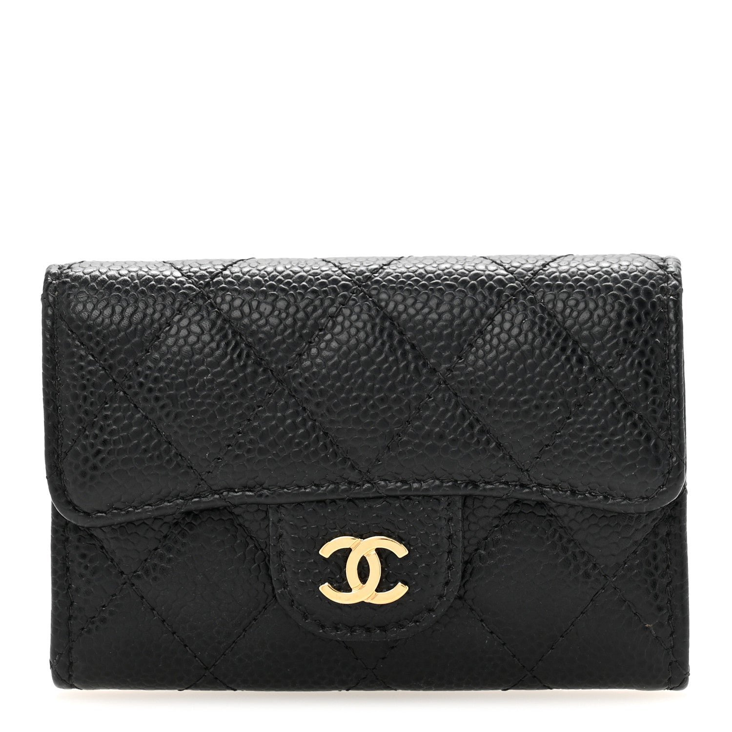Chanel Caviar Quilted Flap Card Holder Wallet Black