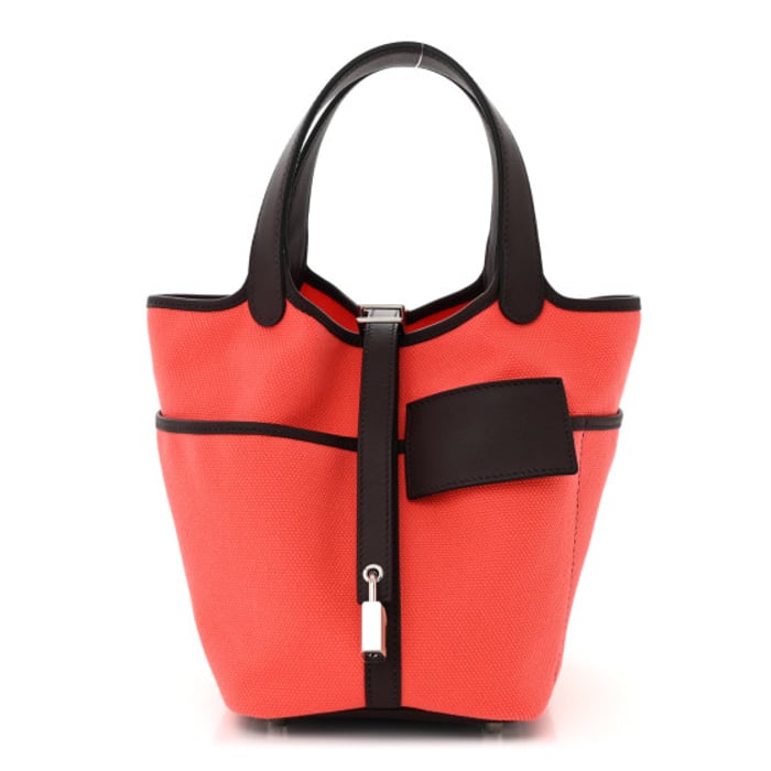 Hermes Toile Goeland Swift Cargo Picotin Lock 18 Rouge Sellier Rose Texas
