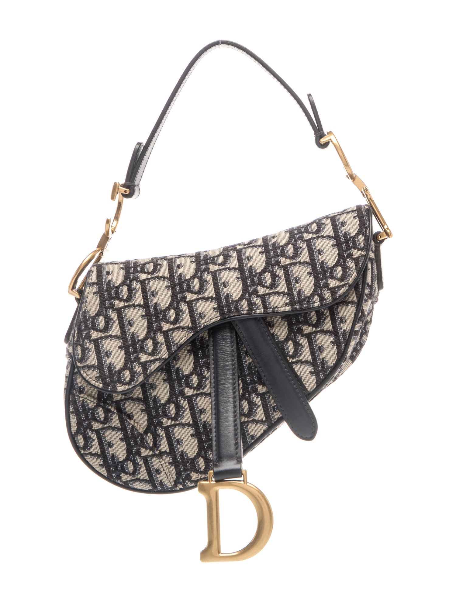 Oblique Jacquard Saddle Bag with Strap Small