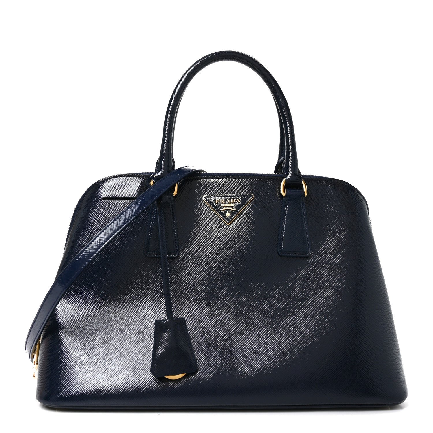 Prada Saffiano Vernice Medium Open Promenade Tote Royal